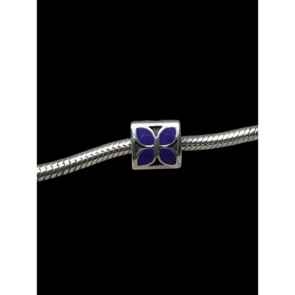 Authentic Pandora purple flower 4 petals 925 charm - Picture 1 of 1